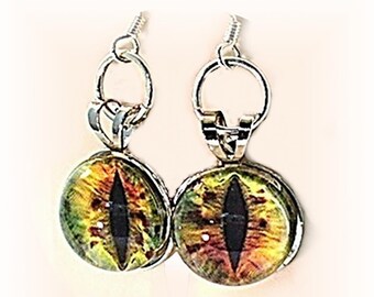 Reptile Eyes Earrings, Dragon Eyeballs, Whimsical Ren Fair Dangles - E2017-04