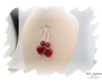 Carnelian Heart Earrings, Second Chakra Stone Jewelry, Valentine Gifts for Her