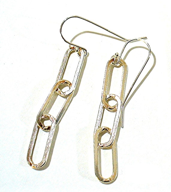 Silver Chain Link Earrings Silver Dangle Earrings Trendy Etsy