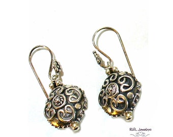 Bali Silver Earrings, Fancy Silver Earrings, All Silver Gift for Her