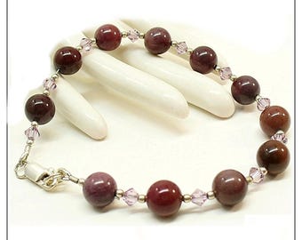 Mookaite Chakra Bracelet, 3rd Chakra Jasper Bracelet, Sterling Silver Clasp - B0508-03