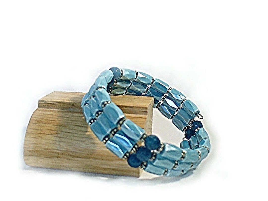 Turquoise Blue Wrap Bracelet Memory Wire Etsy