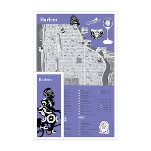 NYC Souvenir - NYC Faltbare Fahrradkarte, Stadtplan von New York - Harlem | Fahrrad-Karte, Fahrrad-Führer, historische Wahrzeichen, Geschenk für Biker