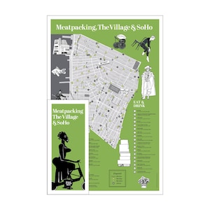 NYC Souvenir - NYC Fahrrad Karte, Stadtplan von Meatpacking, Village, Soho | Fahrradfreundliche Straßen, Kultur & Wahrzeichen, Geschenk