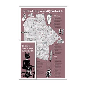 NYC Souvenir - NYC Faltbare Fahrradkarte, Stadtführer – Bedford Stuyvesant & Bushwick | Radwege, Kunst, Kultur, Geschenkidee