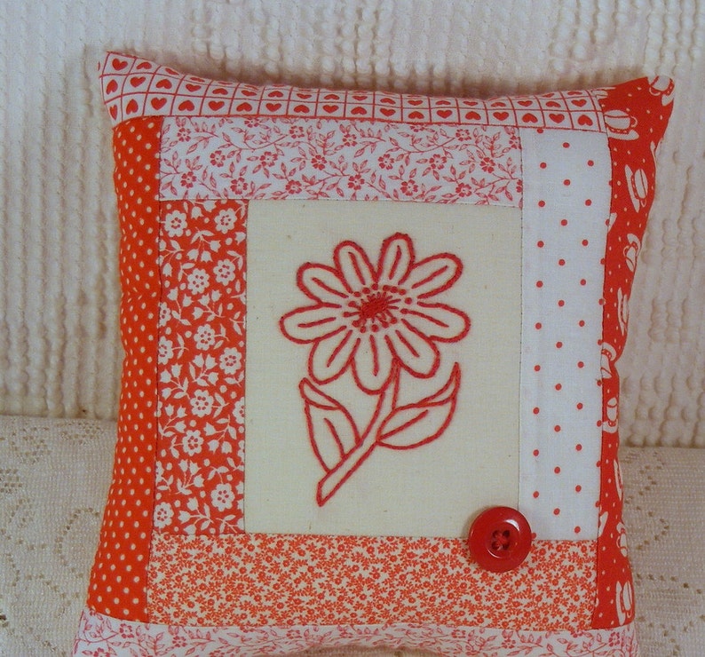 Pincushion/ Red Pincushion/Square Pincushion/Sewing Notion/Pins and Needles image 1