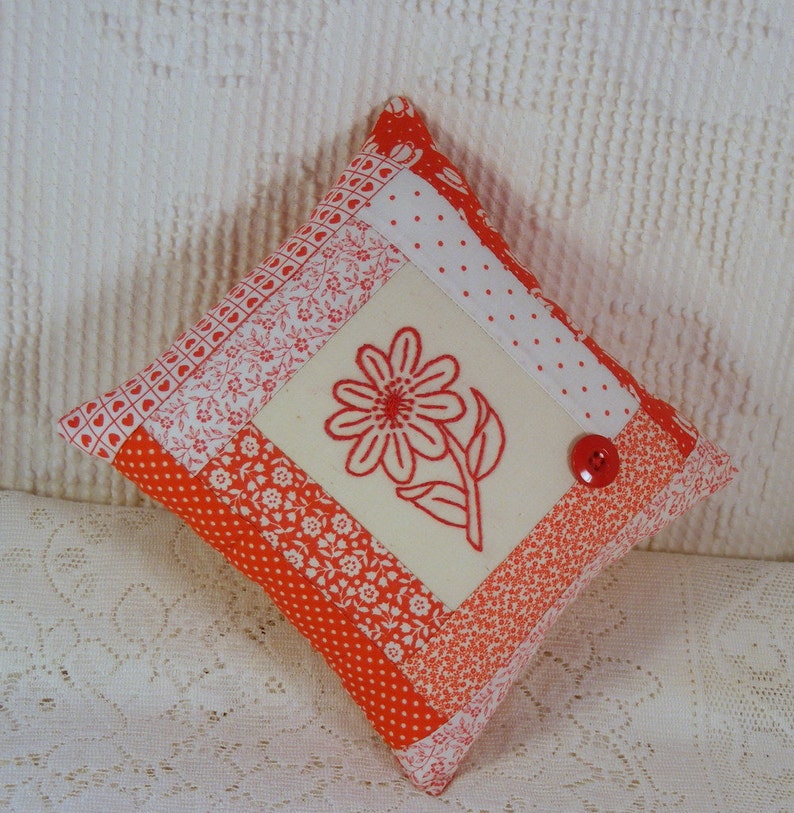 Pincushion/ Red Pincushion/Square Pincushion/Sewing Notion/Pins and Needles image 3
