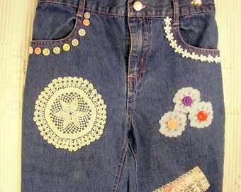 vintage embellished jeans/ toddlers embellished jeans/ kids embellished jeans/