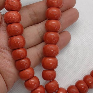 22inch Coral Smooth Rondelle Beads Orange  Coral jewelry Red Coral necklace  Wheel Change Size  10-20mm beads jewelry