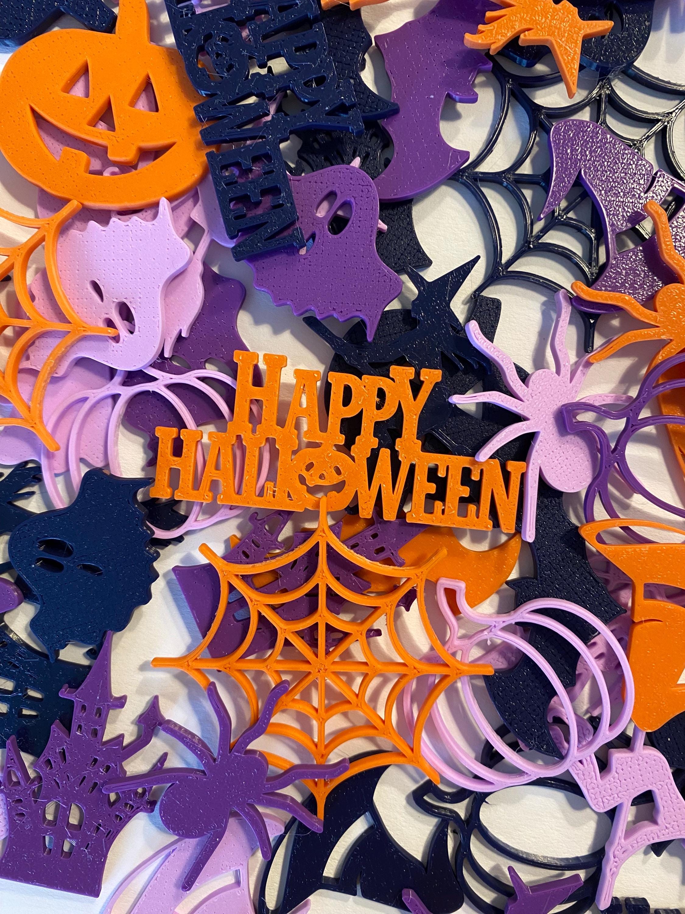 Halloween-Konfetti Set – Fledermaus, Spinne, Kürbis, In Schwarz, Orange, Lila, Weiß