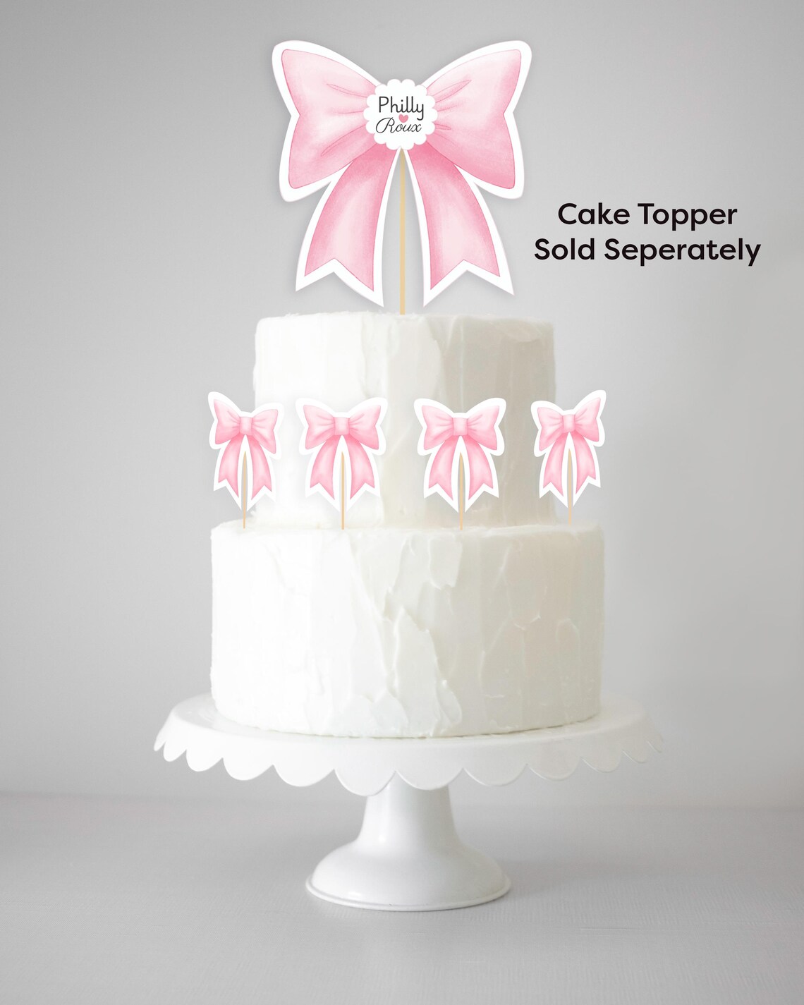 Pink Bow Cupcake Toppers (digital Download) - Etsy