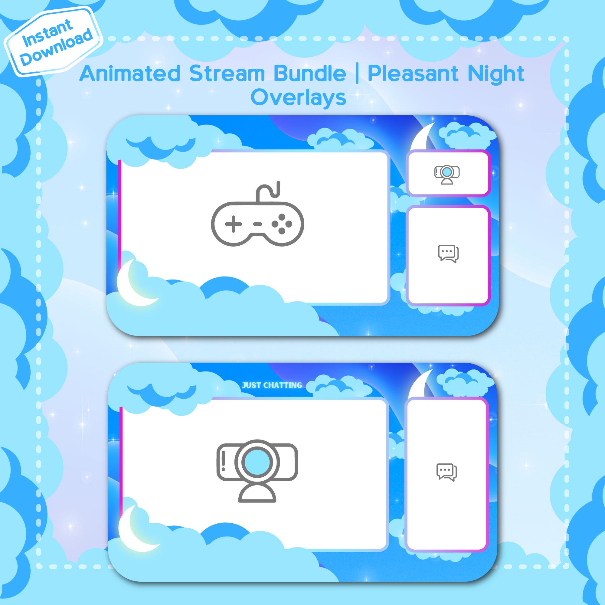 Stream Bundle Twitch Overlays Animated Stream Bundle Pleasant Night Stream Overlay ...