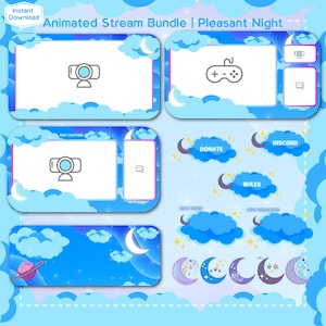 Twitch Overlays Animated Stream Bundle Pleasant Night Stream Overlay Package for Twitch, Youtube Overlay Stream, Lofi Twitch Twitch Alerts