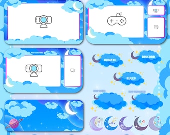 Twitch Overlays Animated Stream Bundle Pleasant Night Stream Overlay Package for Twitch, Youtube Overlay Stream, Lofi Twitch Twitch Alerts