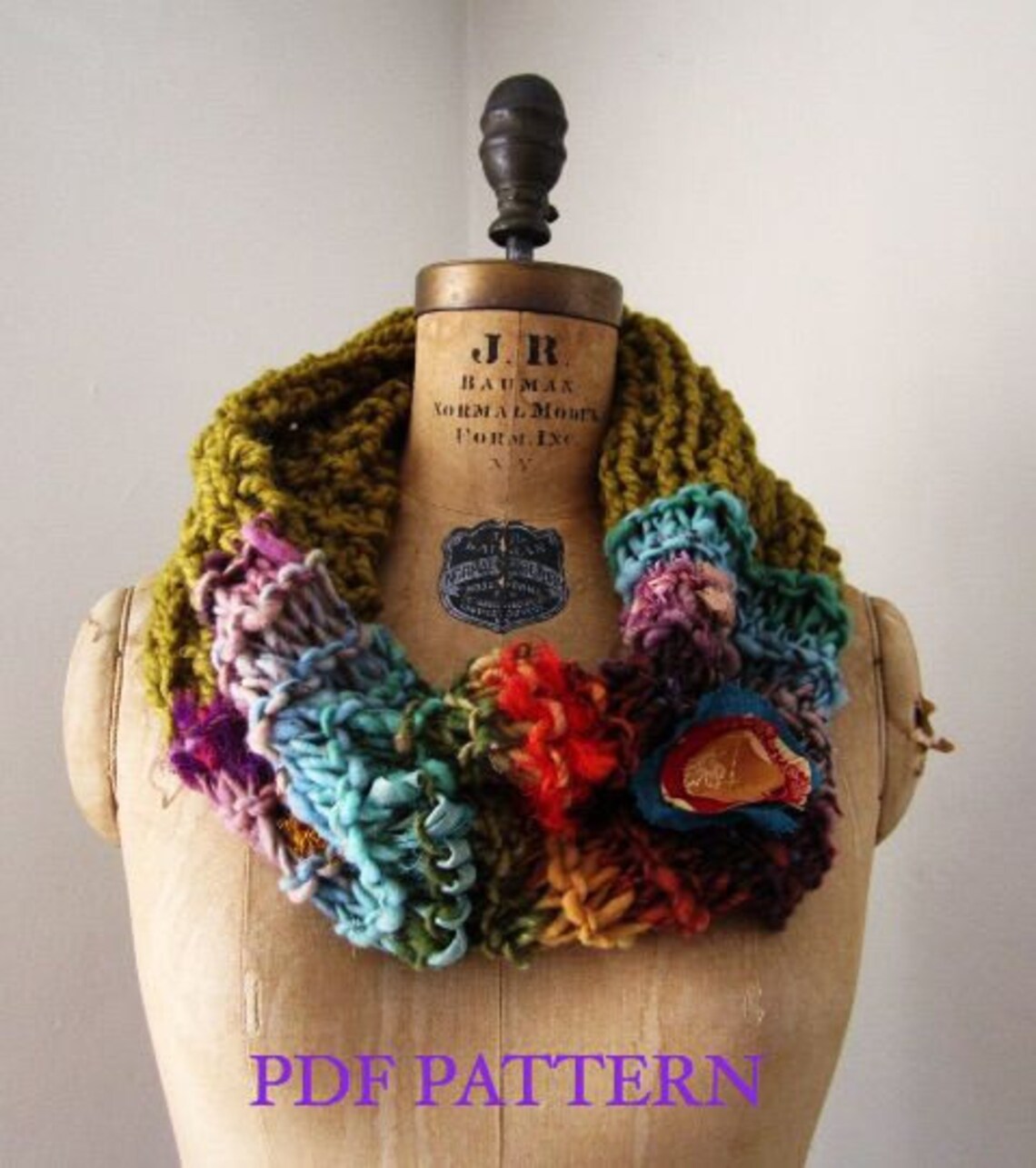 Instant Download PDF PATTERN Chunky Knit Cowl. Bohemian Art Knit Cowl ...