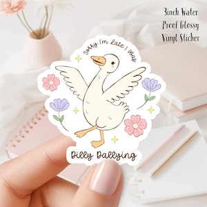 Dilly Dallying Goose Sticker: Pastel Waterproof Vinyl (3 inch)