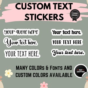 Gepersonaliseerde tekststickers op maat.  Waterbestendige glanzende vinylsticker Ideaal voor waterflessen, laptops, notitieboeken, e-readers, cadeaus en meer