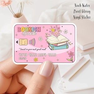 Autocollant en vinyle brillant résistant à l'eau 3 pouces 3 pouces Bookish Bank Idéal pour les bouteilles d'eau, les journaux, les liseuses, les ordinateurs portables et plus encore !
