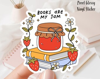 Books Are My Jam Sticker: Waterproof Vinyl 3inches