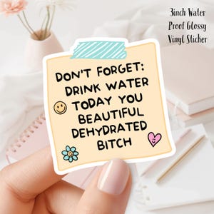 Don't Forget to Drink Water Today You Beautiful Dehydrated B*tch 3-Zoll glänzender wasserdichter Vinyl-Aufkleber Ideal für Wasserflaschen, Laptops usw
