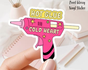 Sticker colle chaude coeur froid : vinyle imperméable (3 pouces)