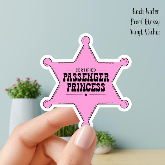 Certified Passenger Princess 3inch Glossy Waterproof Vinyl Sticker