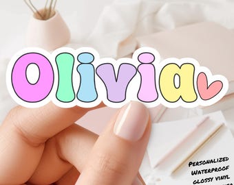 Personalized Name Water Proof Glossy Vinyl Stickers.