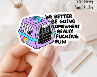 We Better be Going Somewhere Really F'ing Fun 3-Zoll-wasserfester, glänzender Vinyl-Aufkleber
