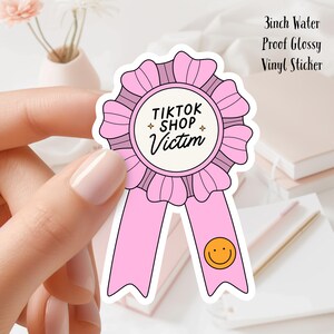 Clock App Shop Victim Ribbon 3inch Glossy Water Proof Vinyl Sticker Great for Water Bottles, laptops, journals, e-readers, gifts and more