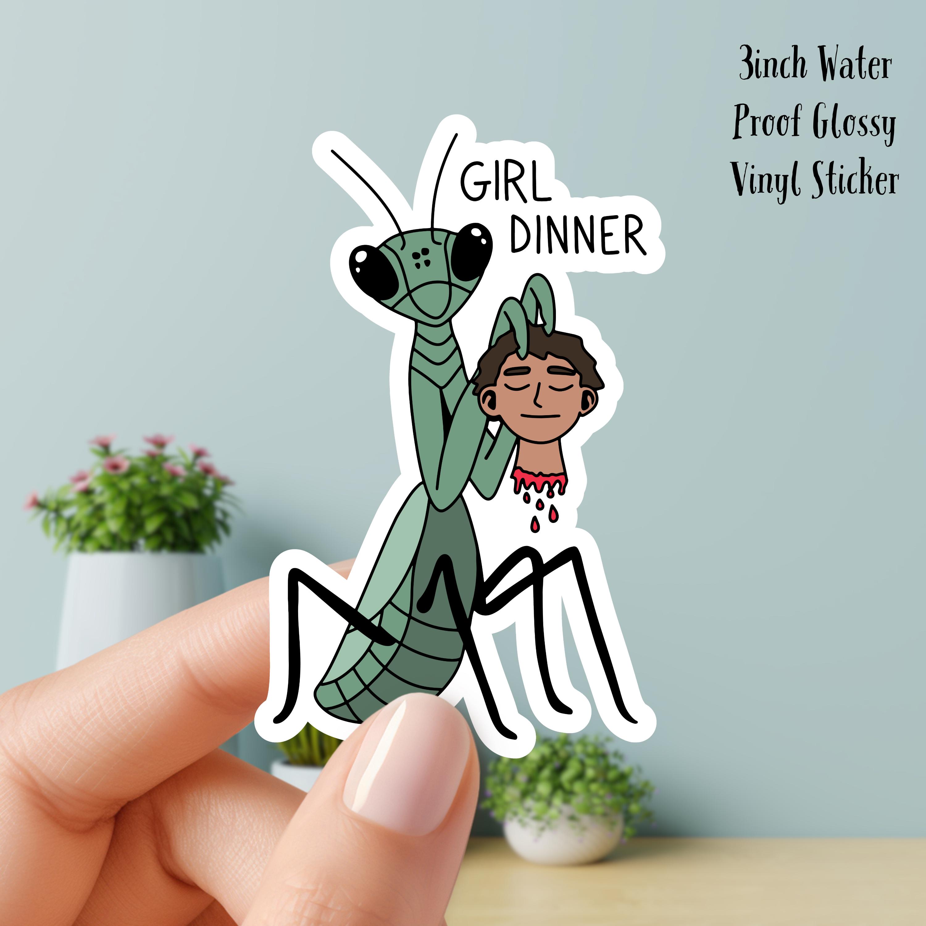 Praying Mantis Girl Dinner: Vinyl Sticker - Etsy