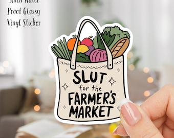 Farmers Market Waterproof Vinyl Sticker - Laptop, Water Bottle Decal