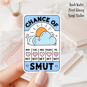 Adesivo in vinile lucido impermeabile da 3 pollici con carta dei tarocchi "Chance of Smut" ideale per bottiglie d'acqua, diari, laptop, e-reader e altro ancora.