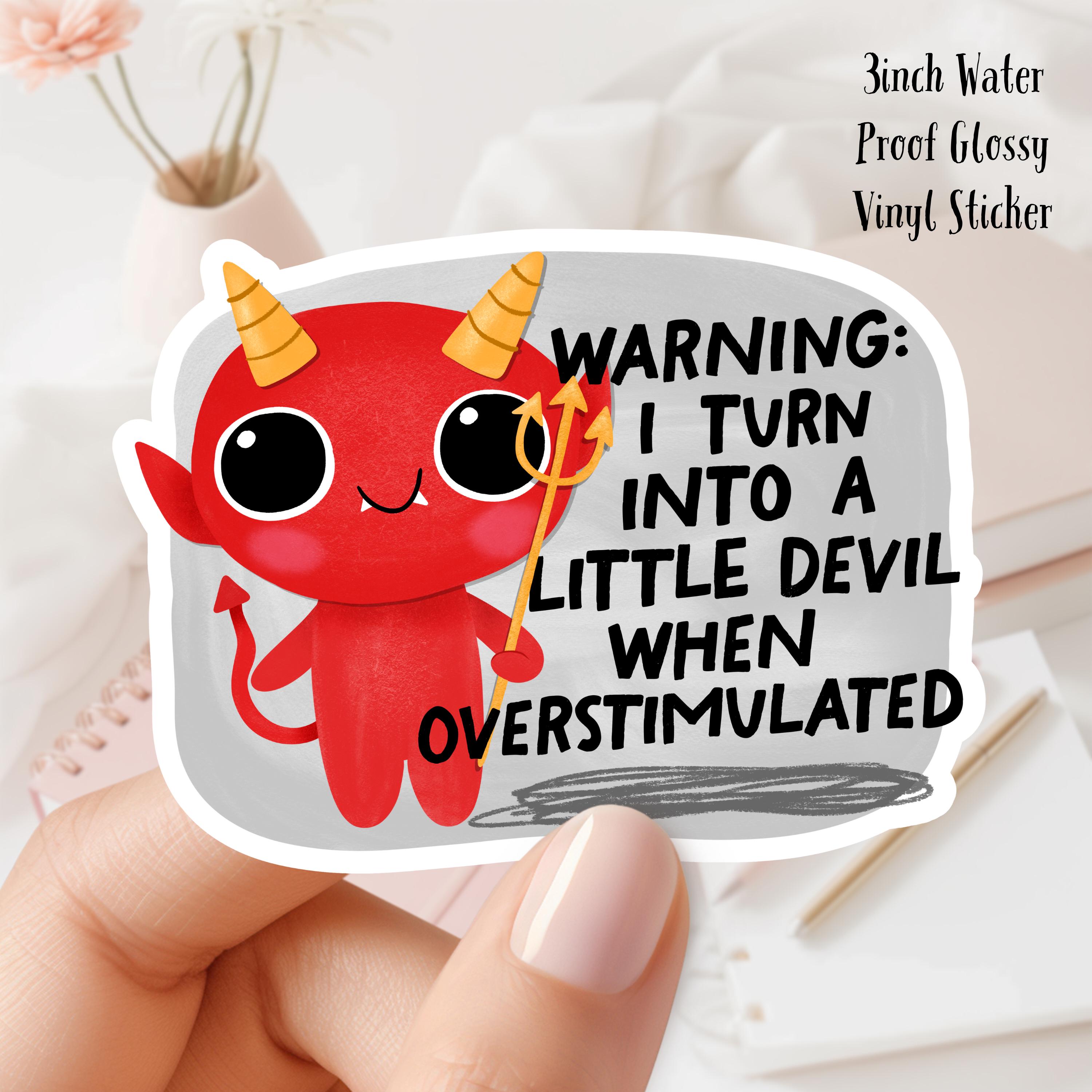 Warning Little Devil Vinyl Sticker: Waterproof 3inches - Etsy