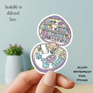 Corazón de biblioteca compacto, pegatina de vinilo