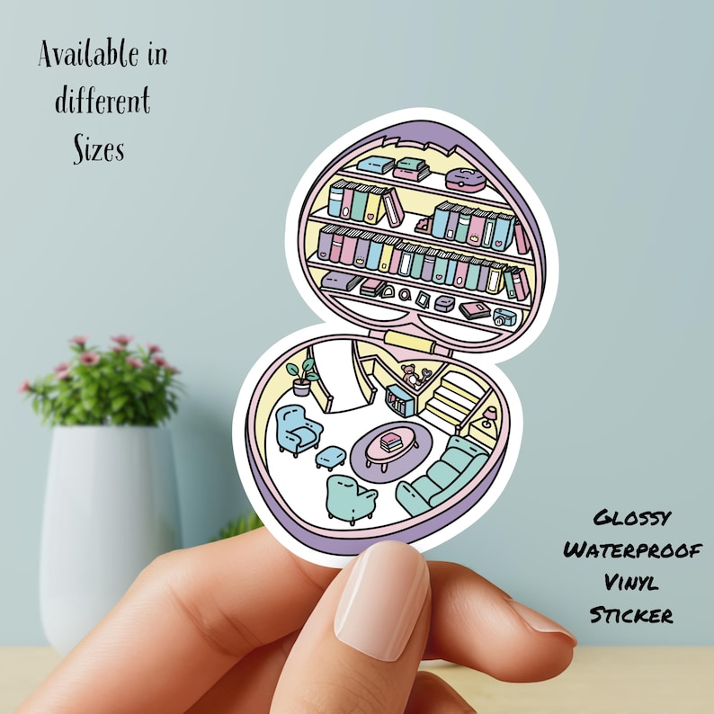 Compact Library Heart, Vinyl Sticker image 1