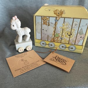 Precious Moments Birthday Train Age 1 - Lamb Porcelain Figurine “Happy Birthday Little Lamb” Vintage 1985