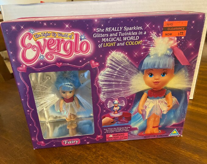 Toymax Films Vintage 1995 Toymax the Light up World of Everglo Fairy Doll New in Box ...