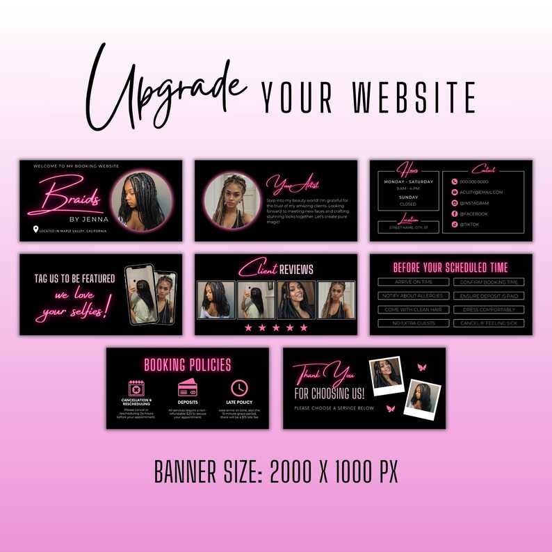 Braid Acuity Scheduling Template, Pink Hair Braider Acuity Site ...