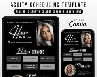 Acuity Scheduling Template Hair Stylist, Hair Stylist Acuity Template, Editable Acuity Site, Black Acuity Booking Website Banner, DIY Acuity