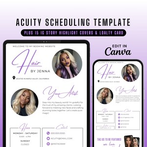 Acuity Scheduling Template Hair Stylist, Canva Editable Acuity Site, Hair Stylist Acuity Booking Website Banner, DIY Hair Stylist Branding