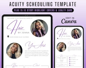 Acuity Scheduling Template Hair Stylist, Canva Editable Acuity Site, Hair Stylist Acuity Booking Website Banner, DIY Hair Stylist Branding