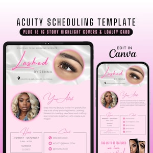 Acuity Scheduling Template Lash Tech, Editable Acuity Site, Diy Acuity Site, Pink Booking Site for Lash Tech Branding, Acuity Website Banner