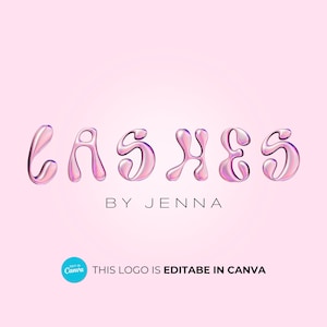 DIY Pink Lash Logo Designs, Pre Made Lash Tech Logo, Custom Lash Logo, Luxury Lash Logo, Liquid Chrome Logo, lash designer logo, Canva