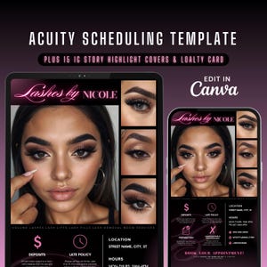 Pink Acuity scheduling template Lash Tech, DIY Acuity Lash Tech Booking Site, Custom Acuity Site, Editable Acuity site, Lash Website banner