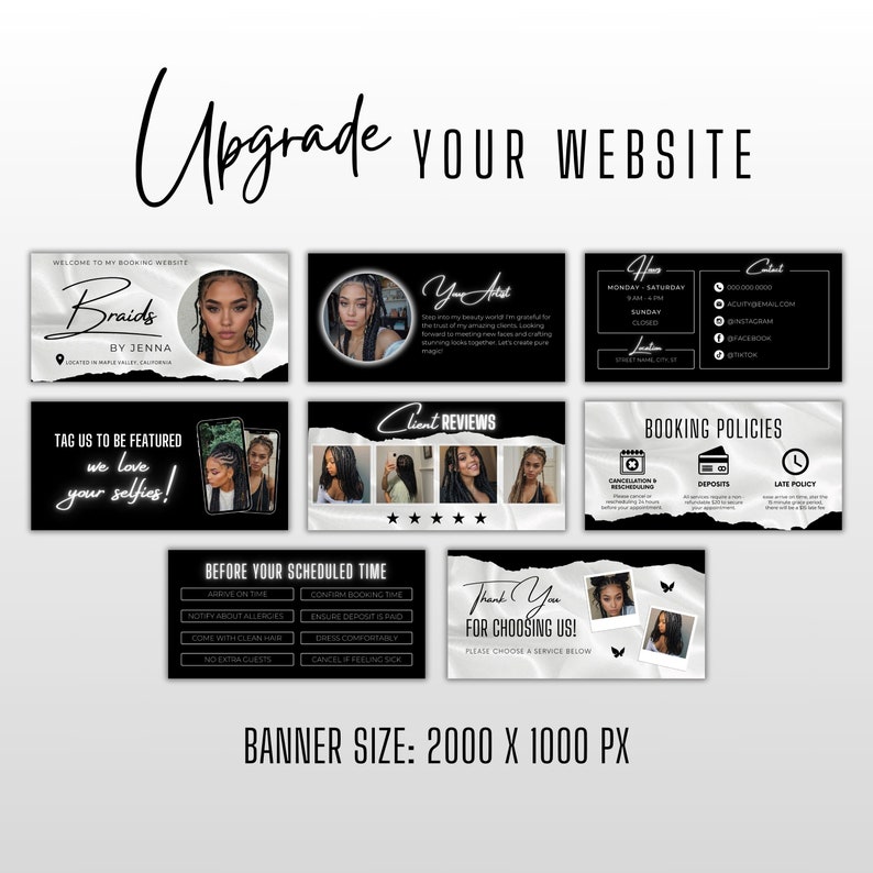 Braid Acuity Scheduling Template, Hair Braider Website Banner, Editable ...