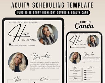 DIY Acuity Scheduling Template Hair Stylist, Hair Acuity Templates, Custom Acuity Booking Banner, Canva Hairstylist, Hair Stylist Website