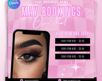 Mai Lash Book-Lash-Flyer, Lash Künstler-Flyer, Lash-Tech-Flyer, Lash-Flyer-Special, Beauty-Bücher-Flyer, Pink-May-Flyer, Bücher-Lashes-Flyer