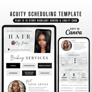 Acuity Scheduling Template Hair Stylist, DIY Acuity Template, Hair Stylist Acuity Website Banner, Minimalist Acuity Booking Site, Canva