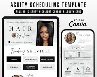 Acuity Scheduling Template Hair Stylist, DIY Acuity Template, Hair Stylist Acuity Website Banner, Minimalist Acuity Booking Site, Canva