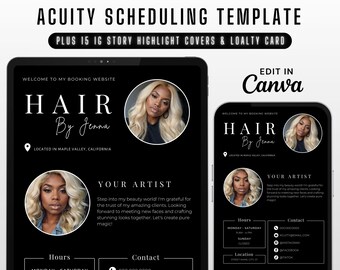 Acuity Scheduling Template Hair Stylist, Hair Stylist Acuity, Editable Acuity Site, Black Acuity Booking Website Banner, DIY Acuity Website